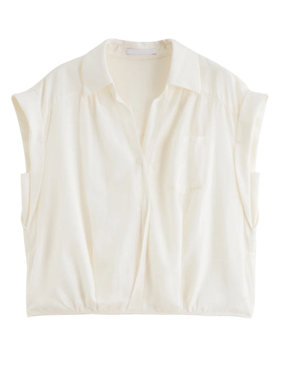 Pale Blue Tie Hem Sleeveless Shirt