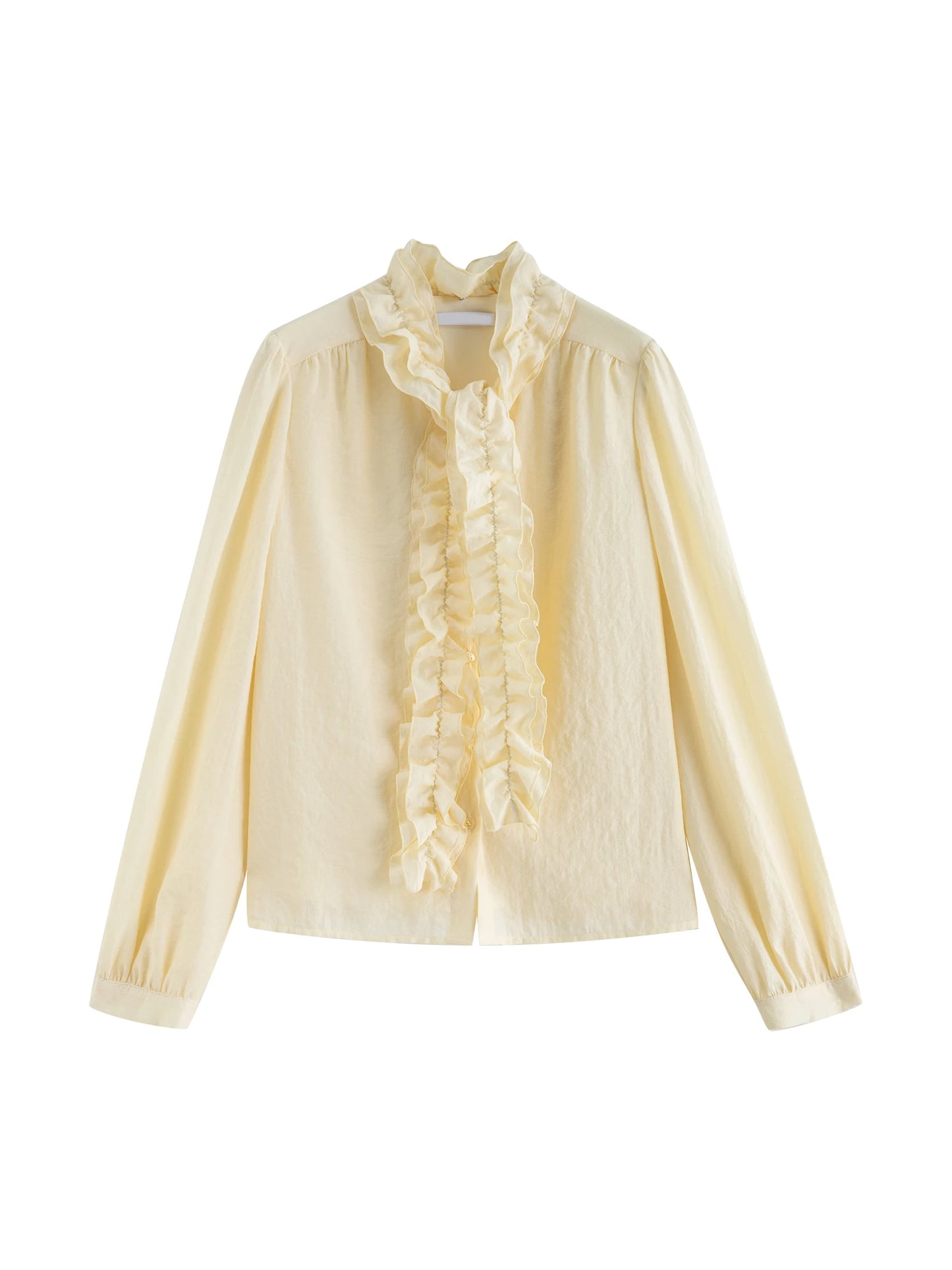 Butter Yellow Ruffle Trim Blouse
