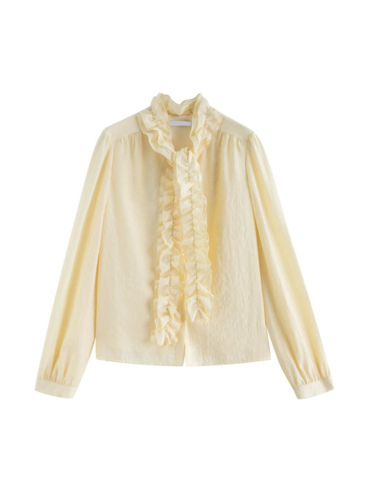 Butter Yellow Ruffle Trim Blouse