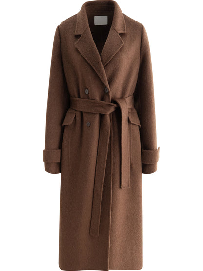 Ivory Belted Wool Overcoat