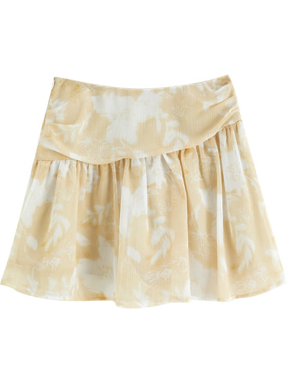 Printed Ruffle Blouse Shorts Set