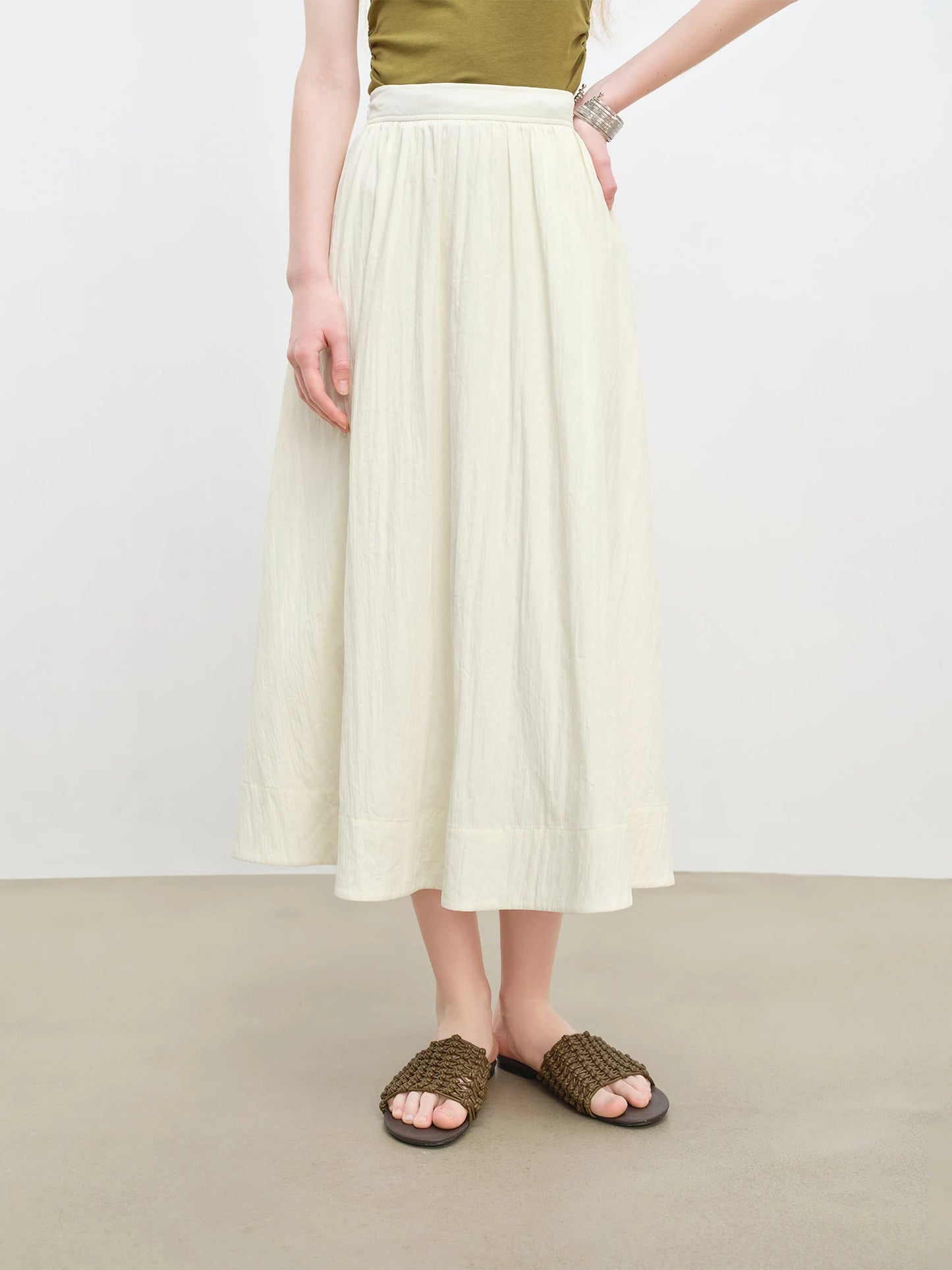 Cream Short Sleeve Skirt Set