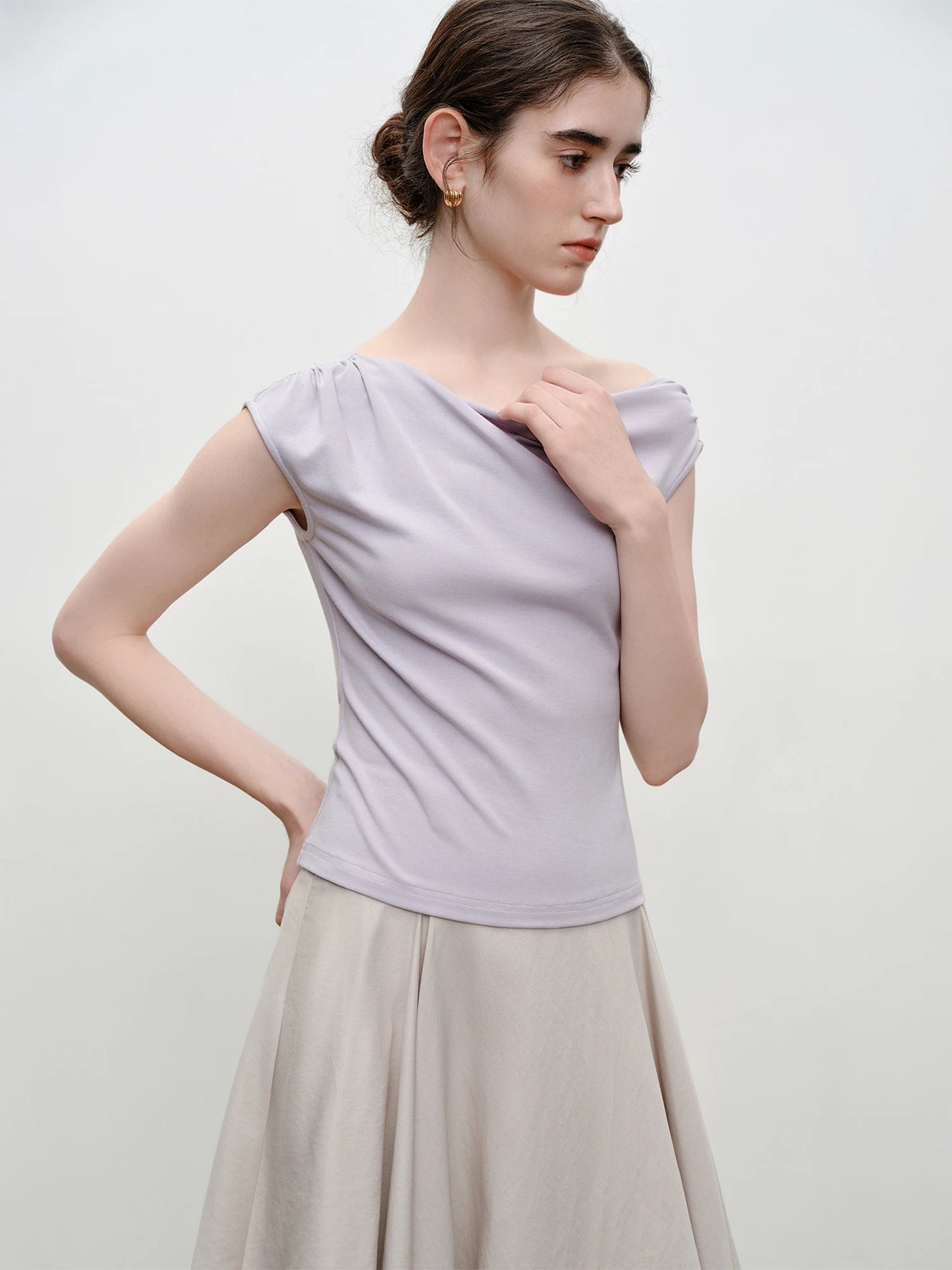Ivory Draped Off Shoulder Top