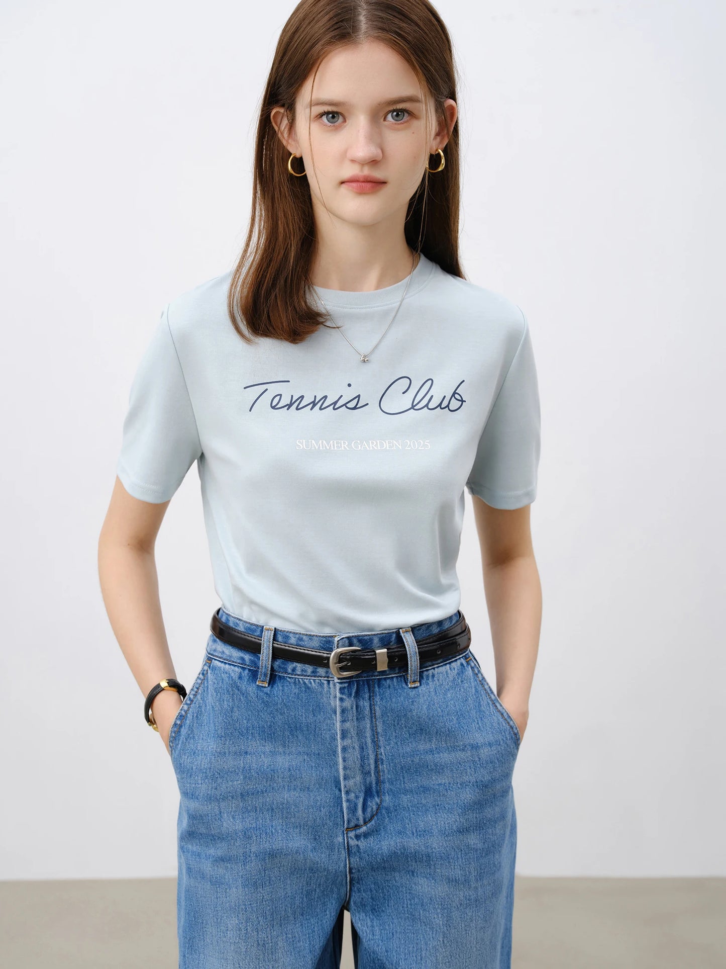 Pale Blue Tennis Graphic Tee