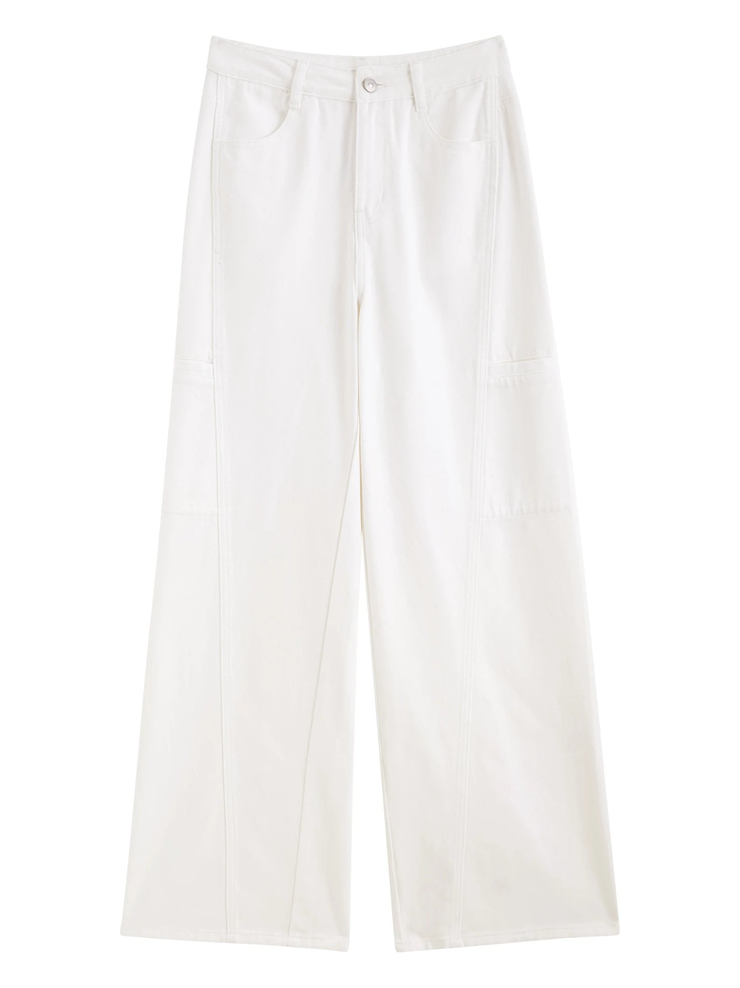 White Utility Wide Leg Jeans