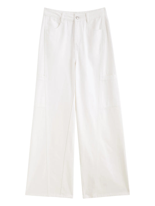 White Utility Wide Leg Jeans