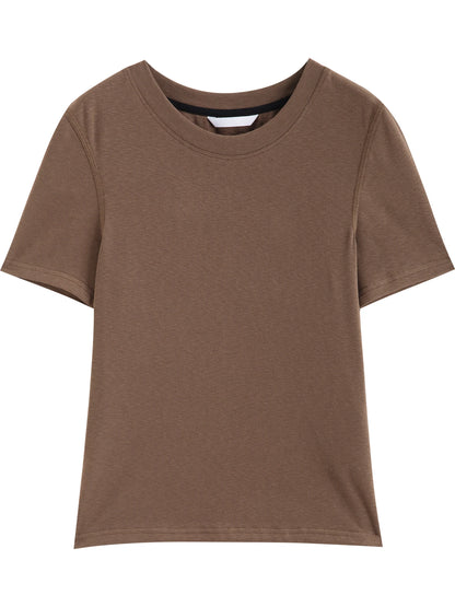Mocha Waist Cinched Crew Neck Tee