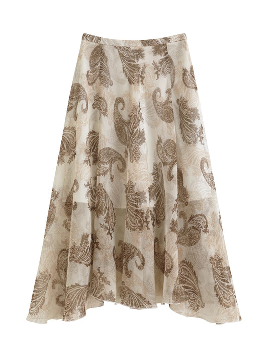 Paisley Chiffon Midi Skirt