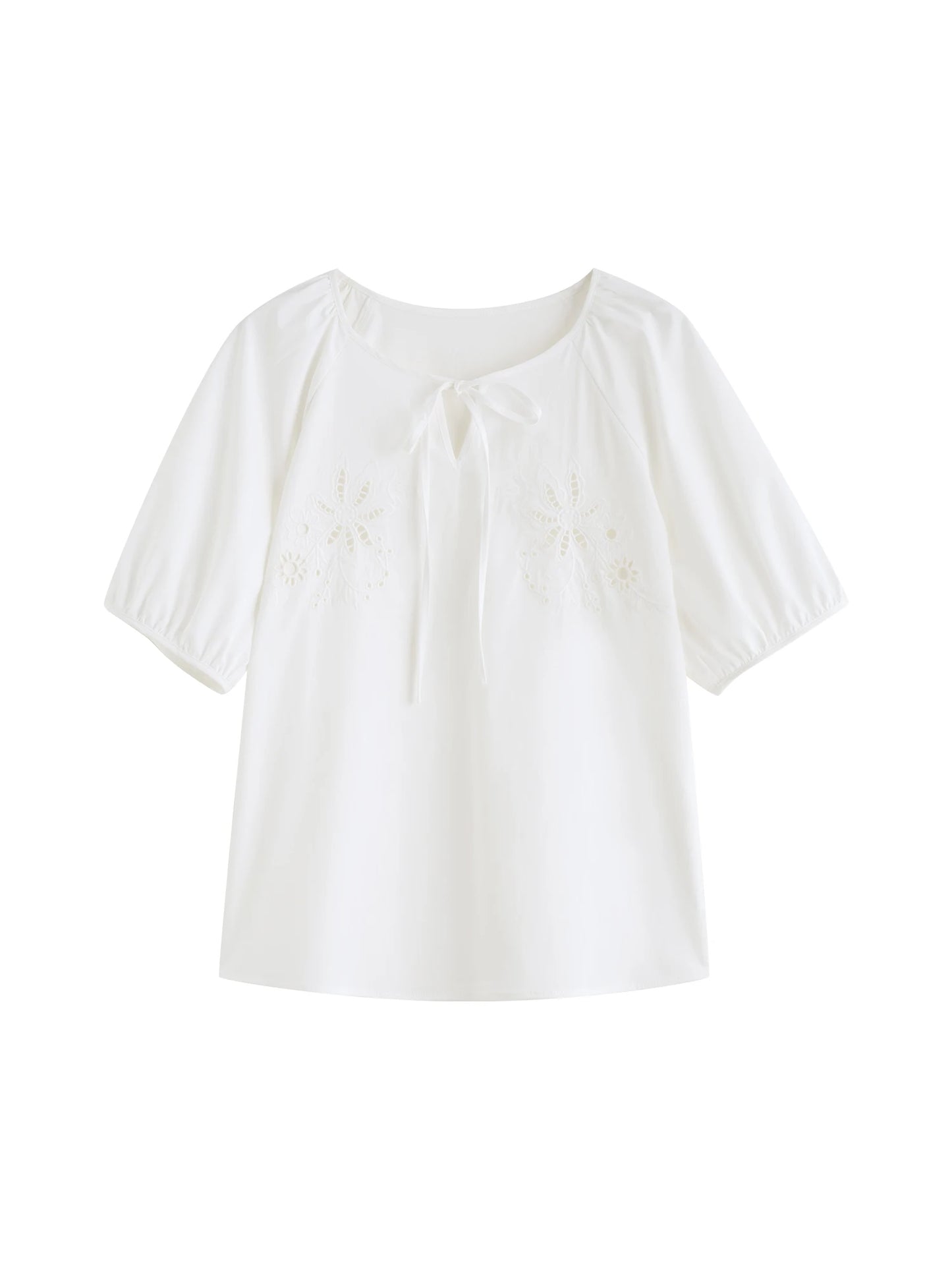 White Embroidered Blouse Skirt Set