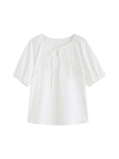 White Embroidered Blouse Skirt Set