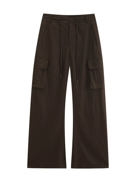 Brown Drawstring Cargo Pants