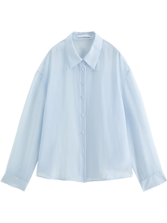 Pale Blue Sheer Button Shirt