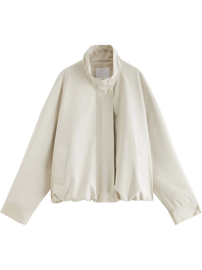 Ivory Stand Collar Short Jacket