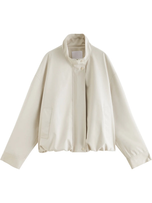 Ivory Stand Collar Short Jacket