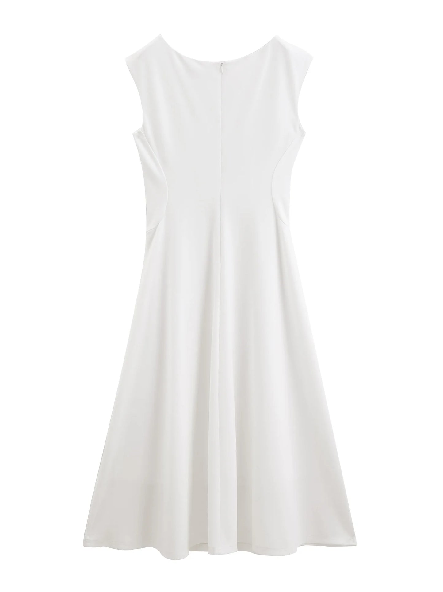 White Off Shoulder Pleated Dress