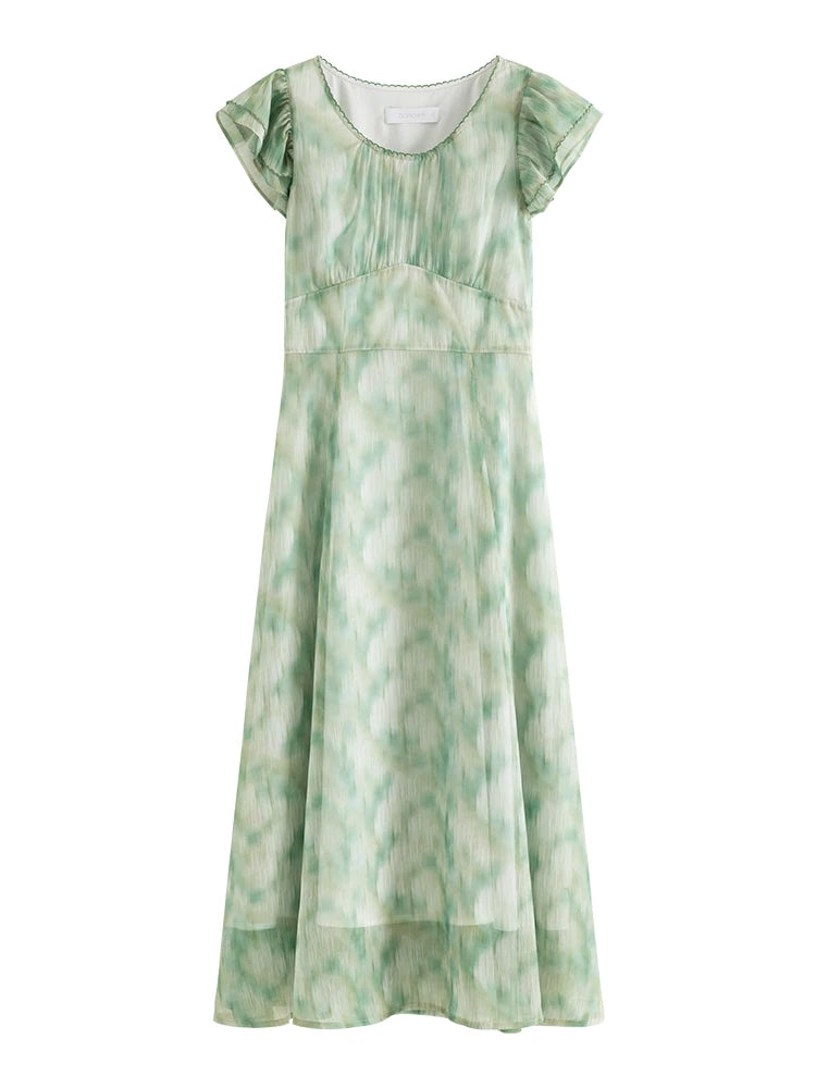 Green Plaid Short Sleeve Dress