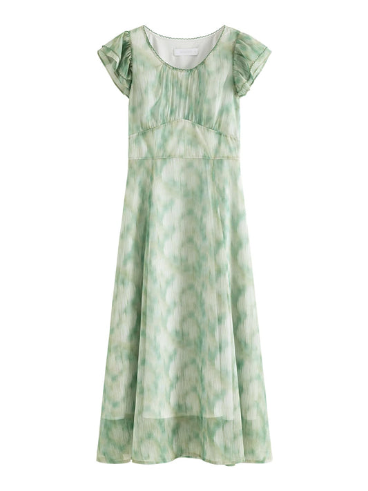 Green Plaid Short Sleeve Dress