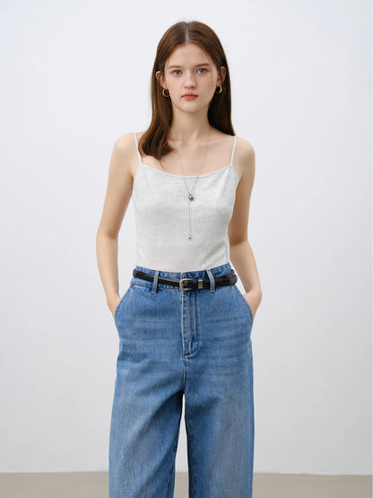 Light Grey Ribbed Knit Top