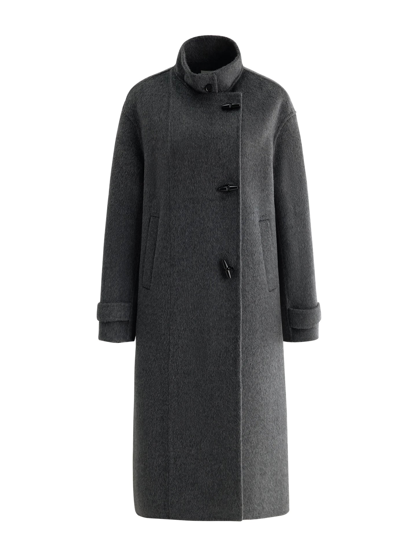 Camel Horn Button Long Coat