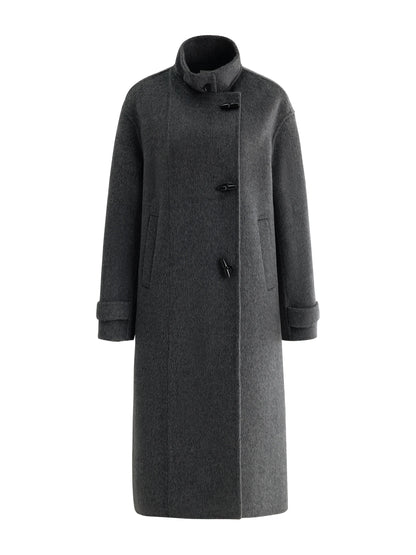 Camel Horn Button Long Coat