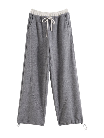 Contrast V-Neck Sweatshirt Pants Set