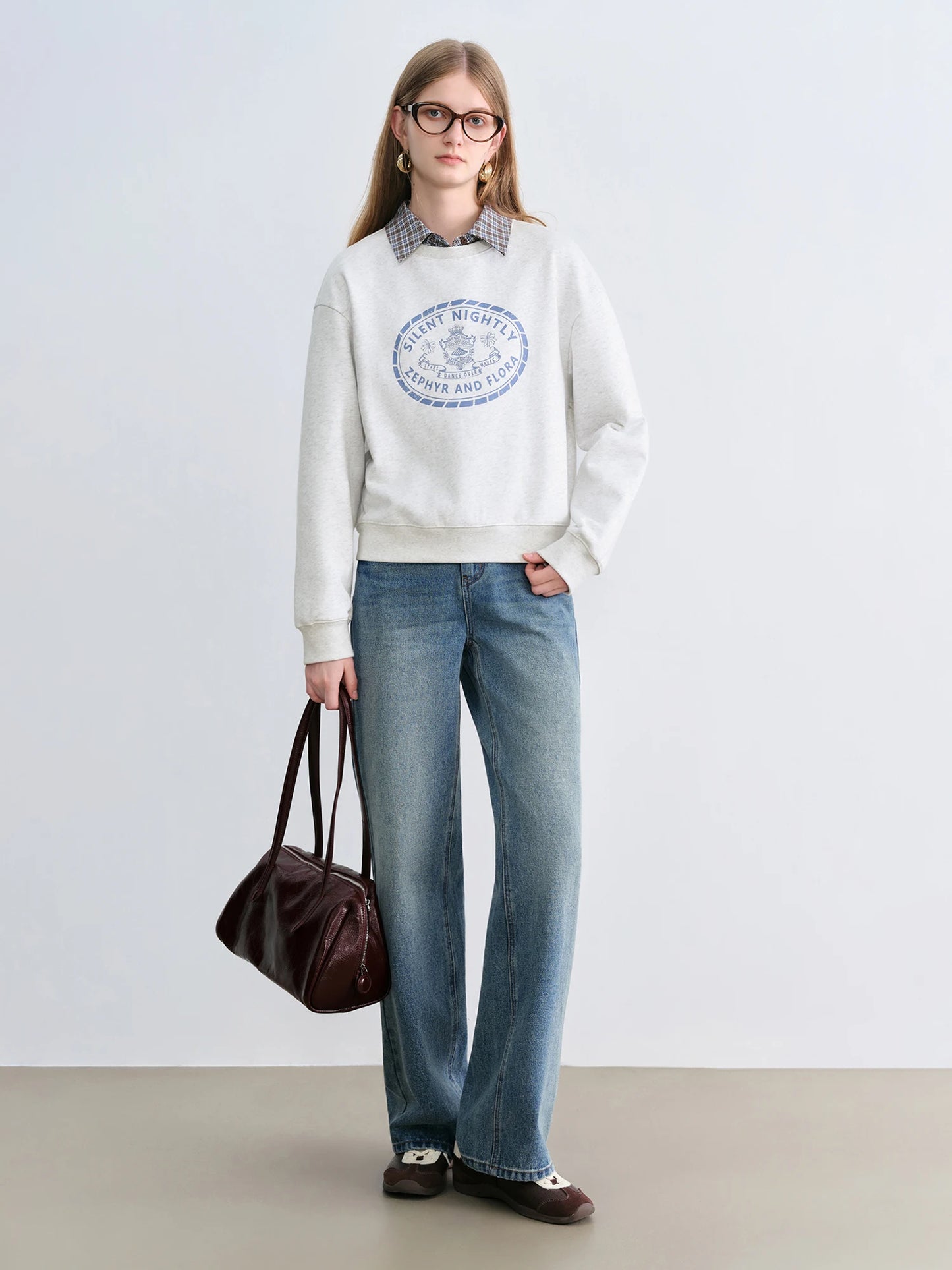 White Collegiate Graphic Sweatshirt