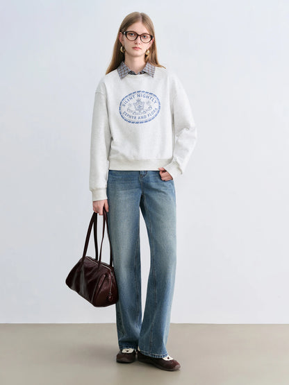 White Collegiate Graphic Sweatshirt