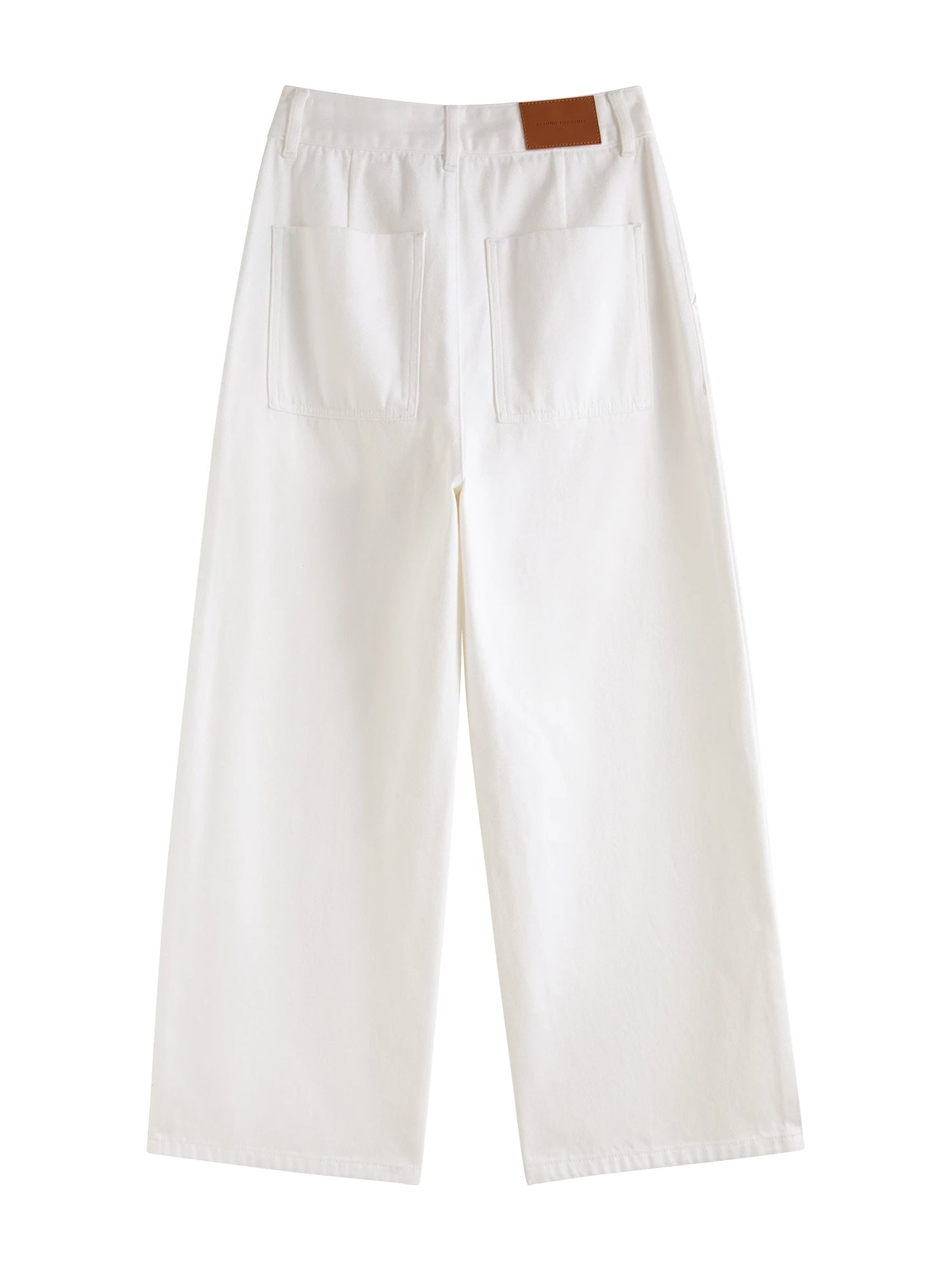 Beige Cropped Straight Jeans