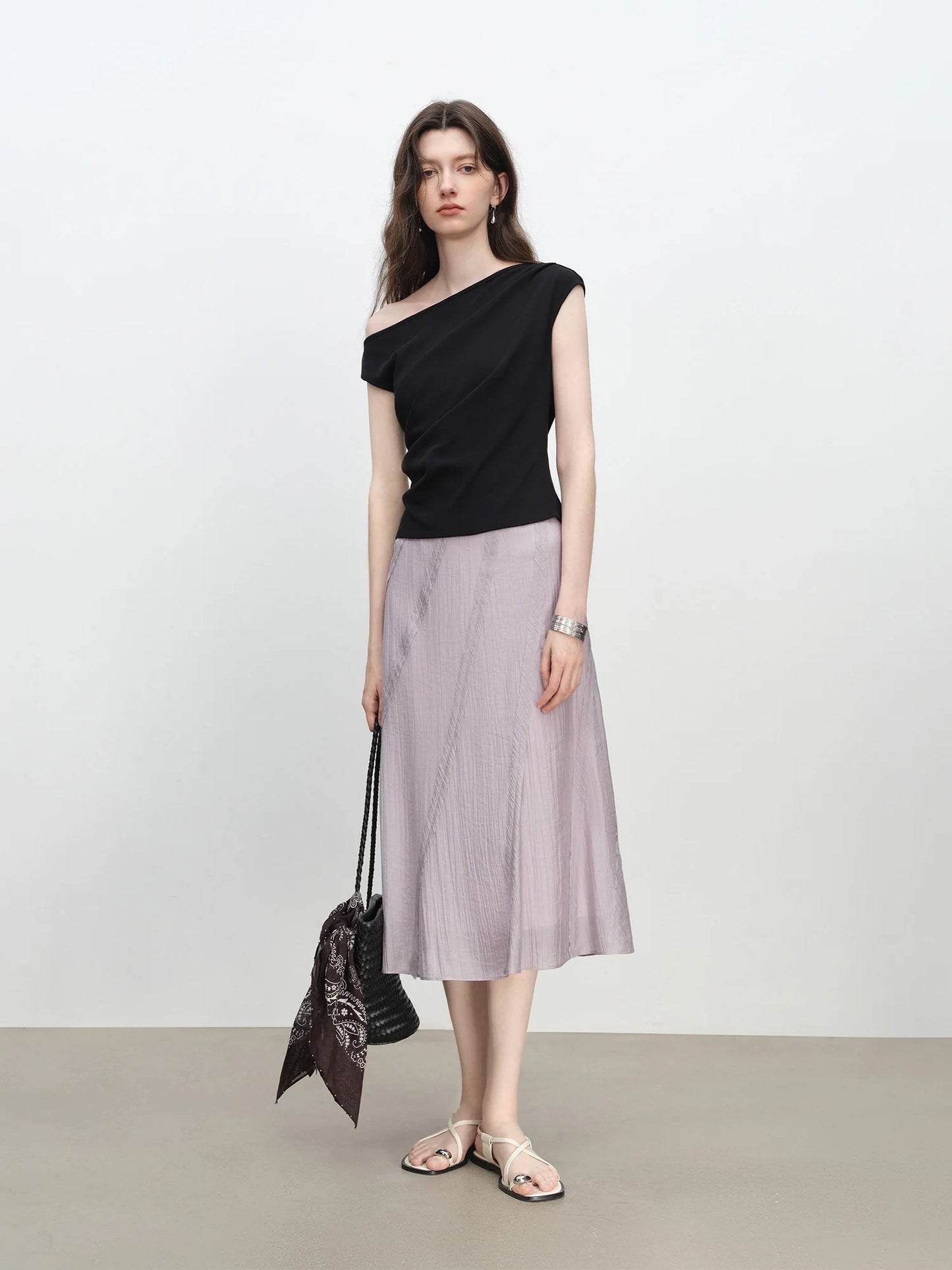 Lavender Bias Cut A-Line Skirt