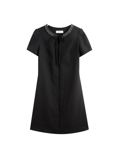 Black Layered Collar Mini Dress
