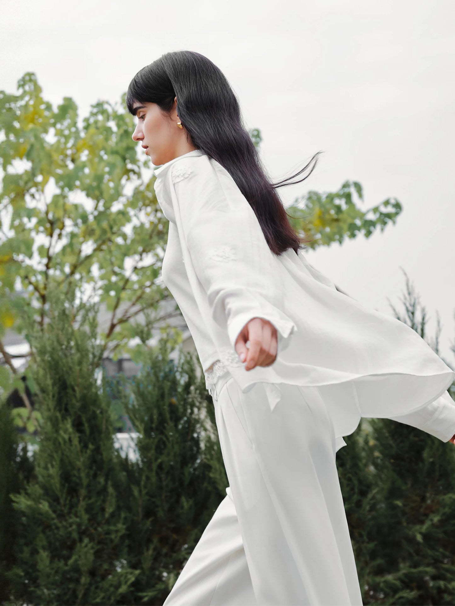 White Embroidered Linen Shirt