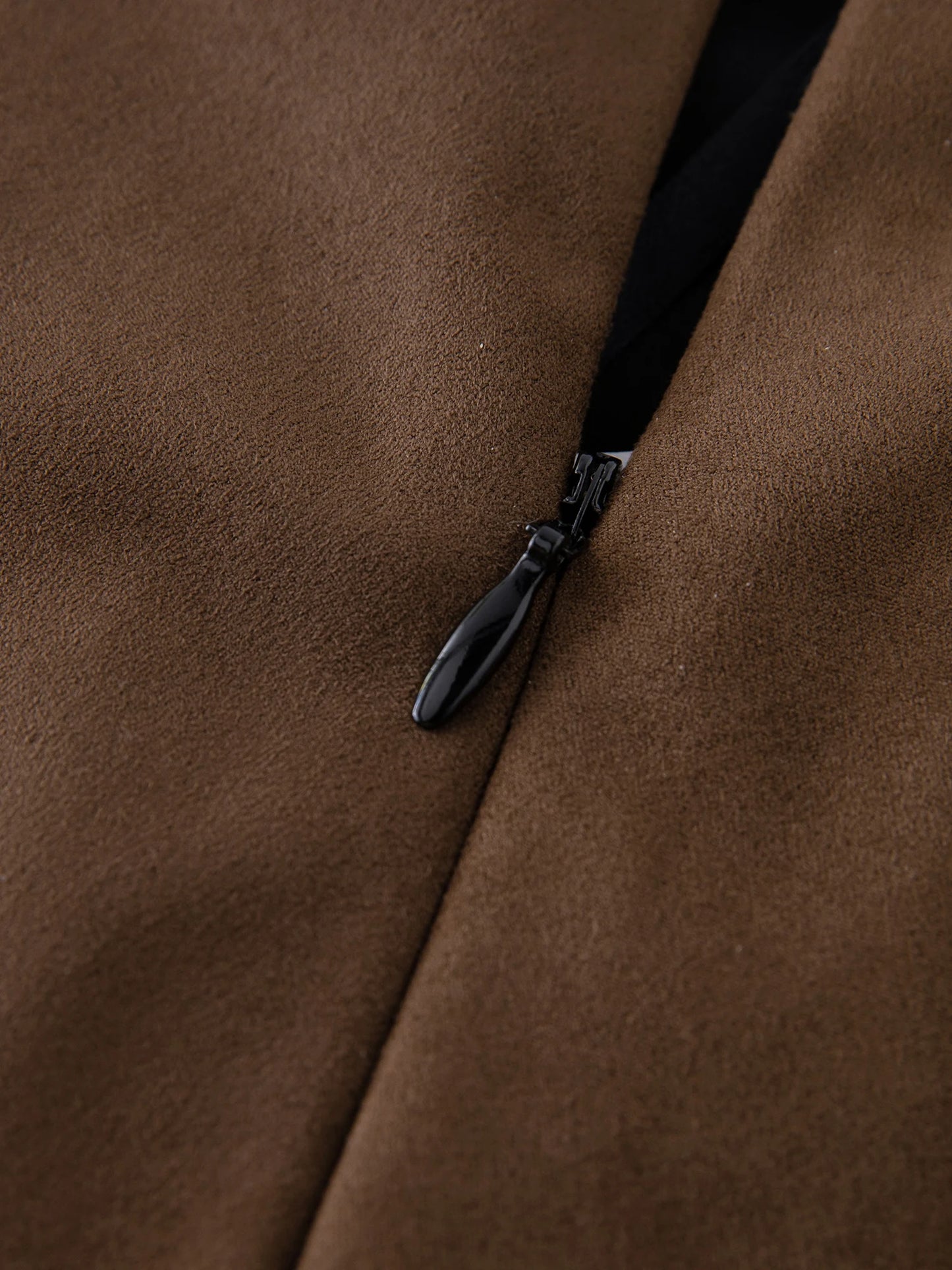 Brown Paneled Faux Leather Skirt