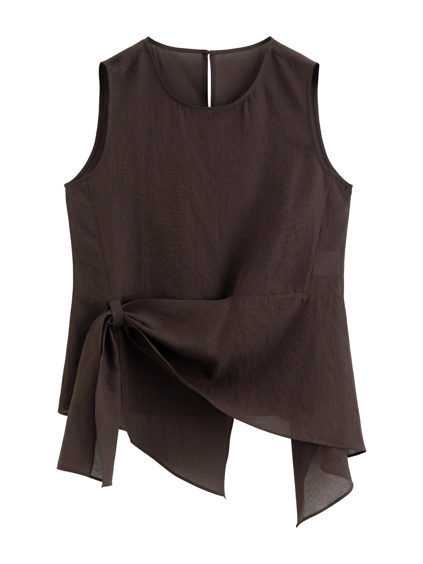 Mauve Tie Waist Sleeveless Blouse