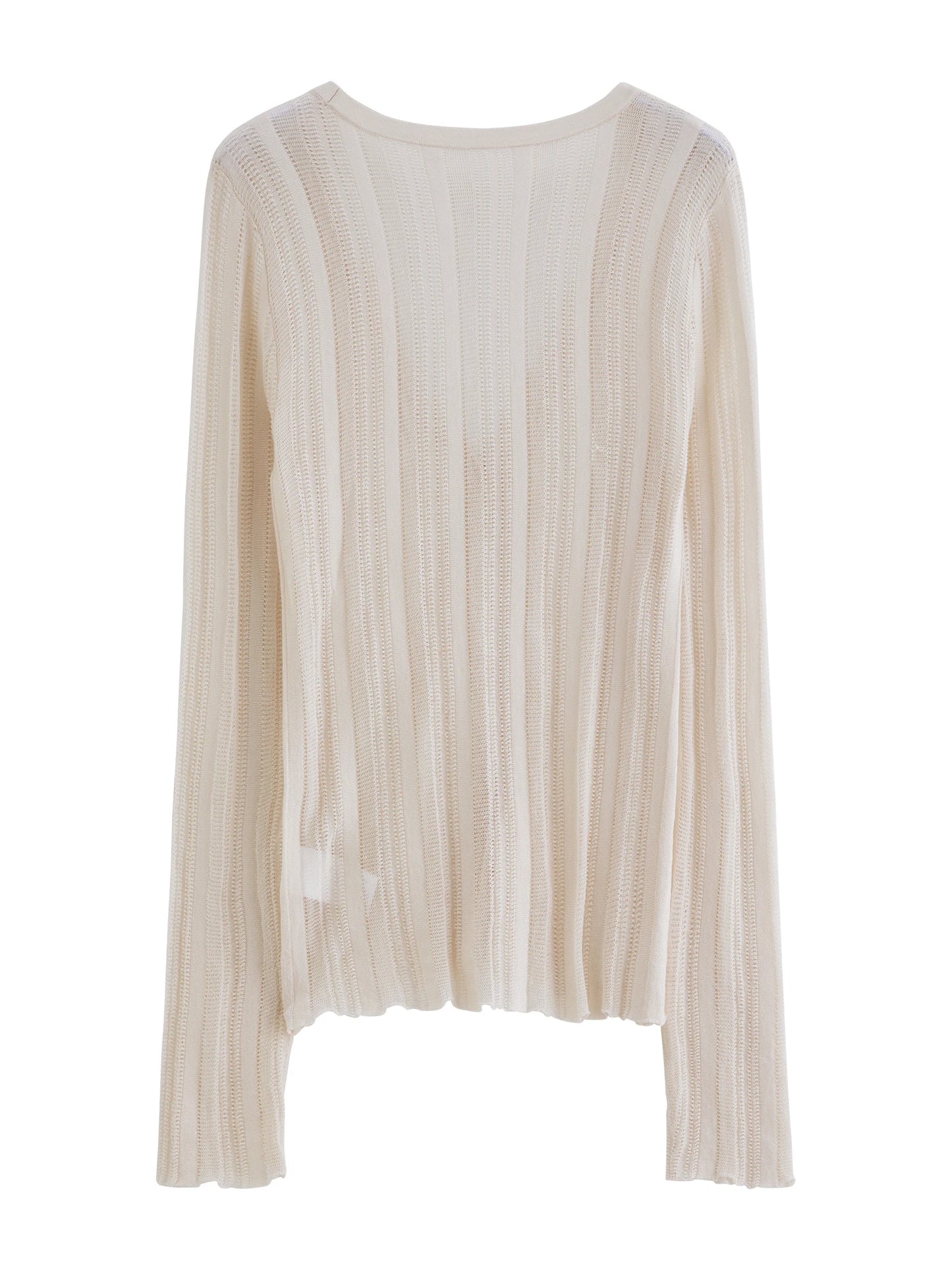 Ivory Sheer V-Neck Knit Cardigan