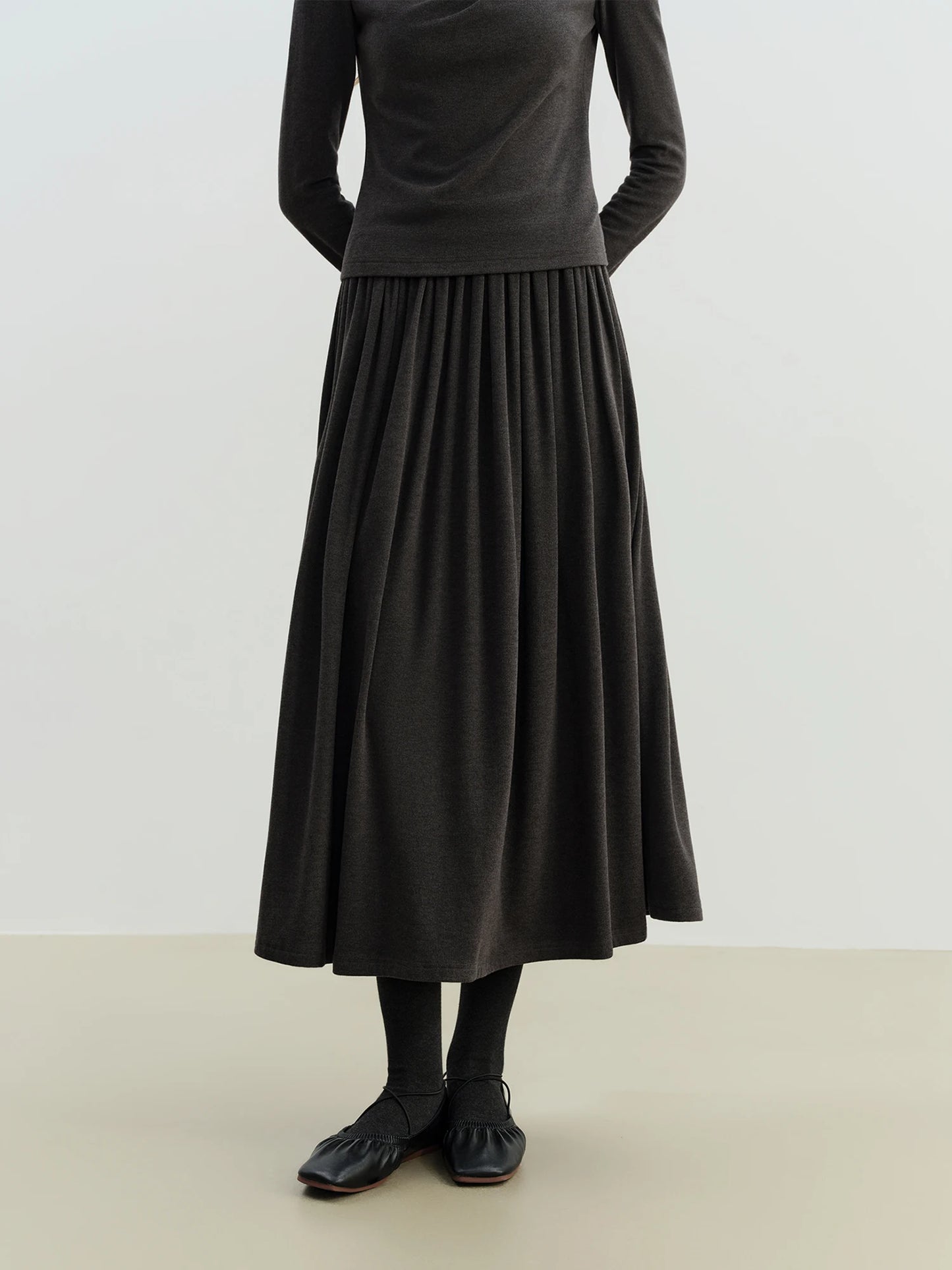 Black Knit Tee Long Skirt Set