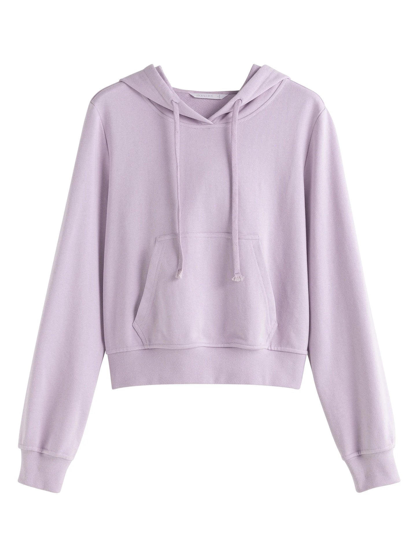 Lavender Cropped Pullover Hoodie