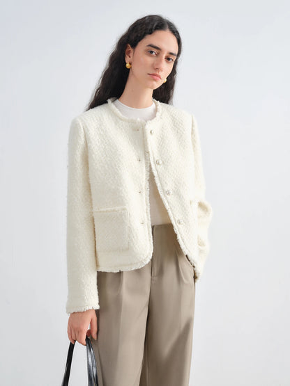 Ivory Sequin Tweed Jacket