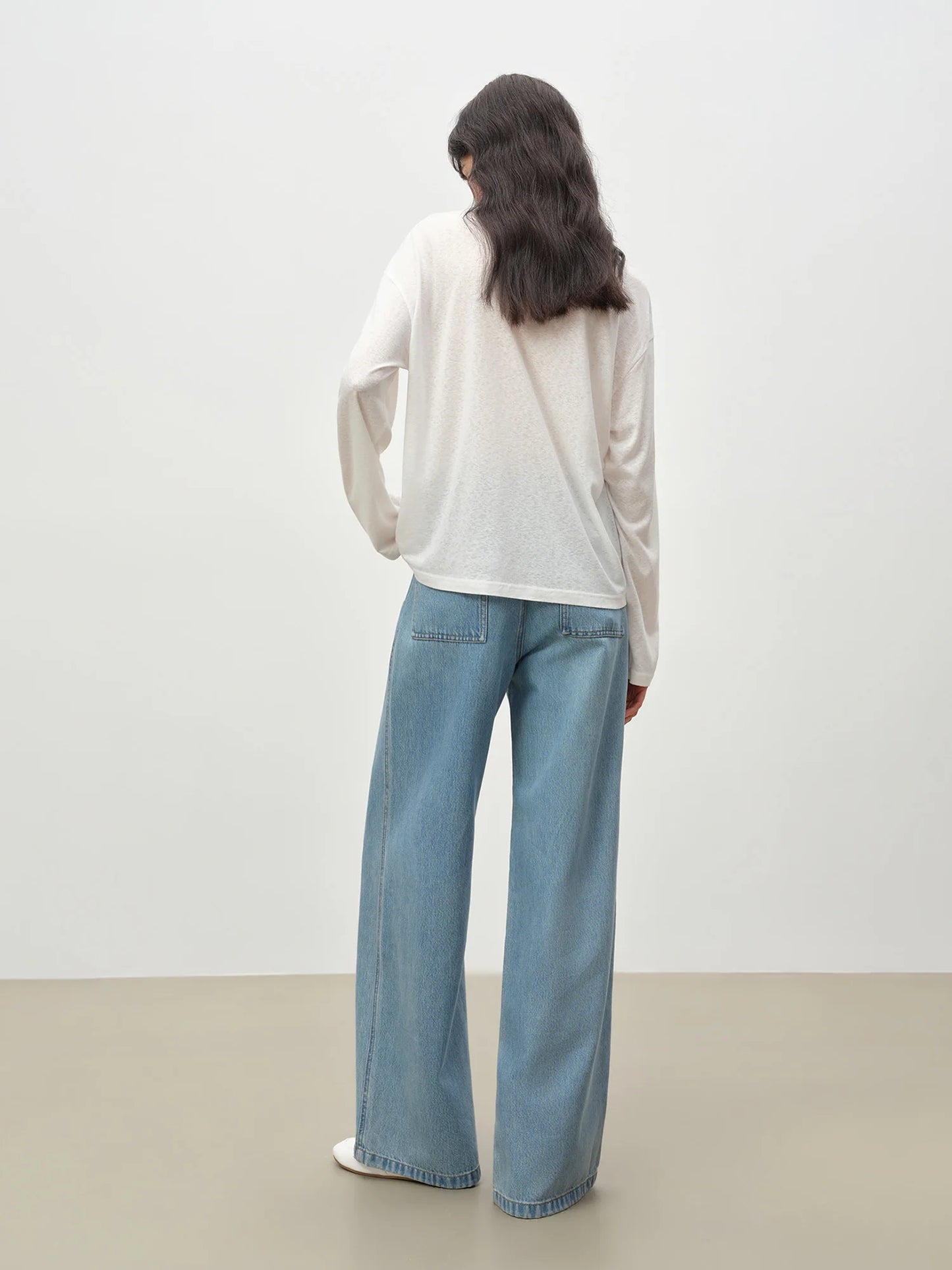 White Straight Leg Denim Pants