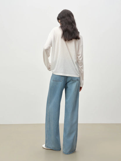 White Straight Leg Denim Pants