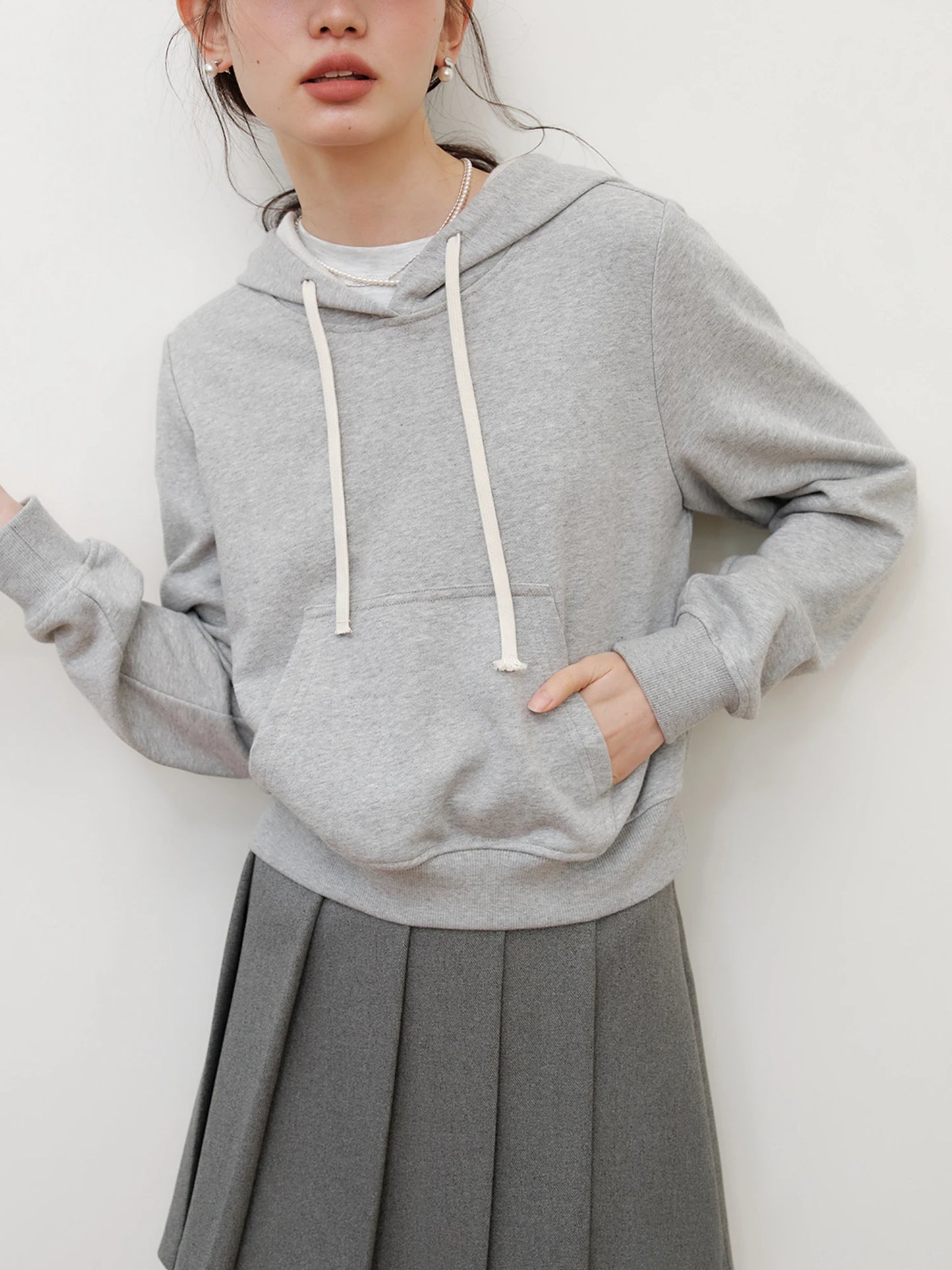 Lavender Cropped Pullover Hoodie