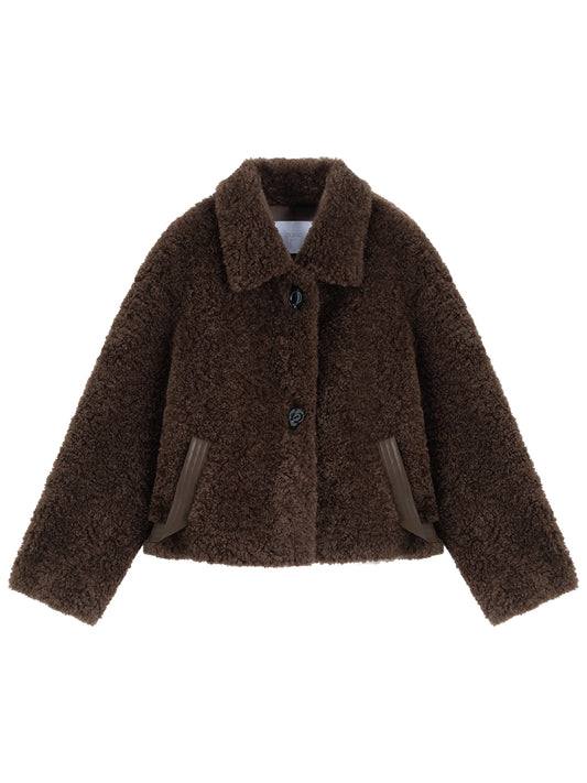 Brown Plush Faux Fur Jacket