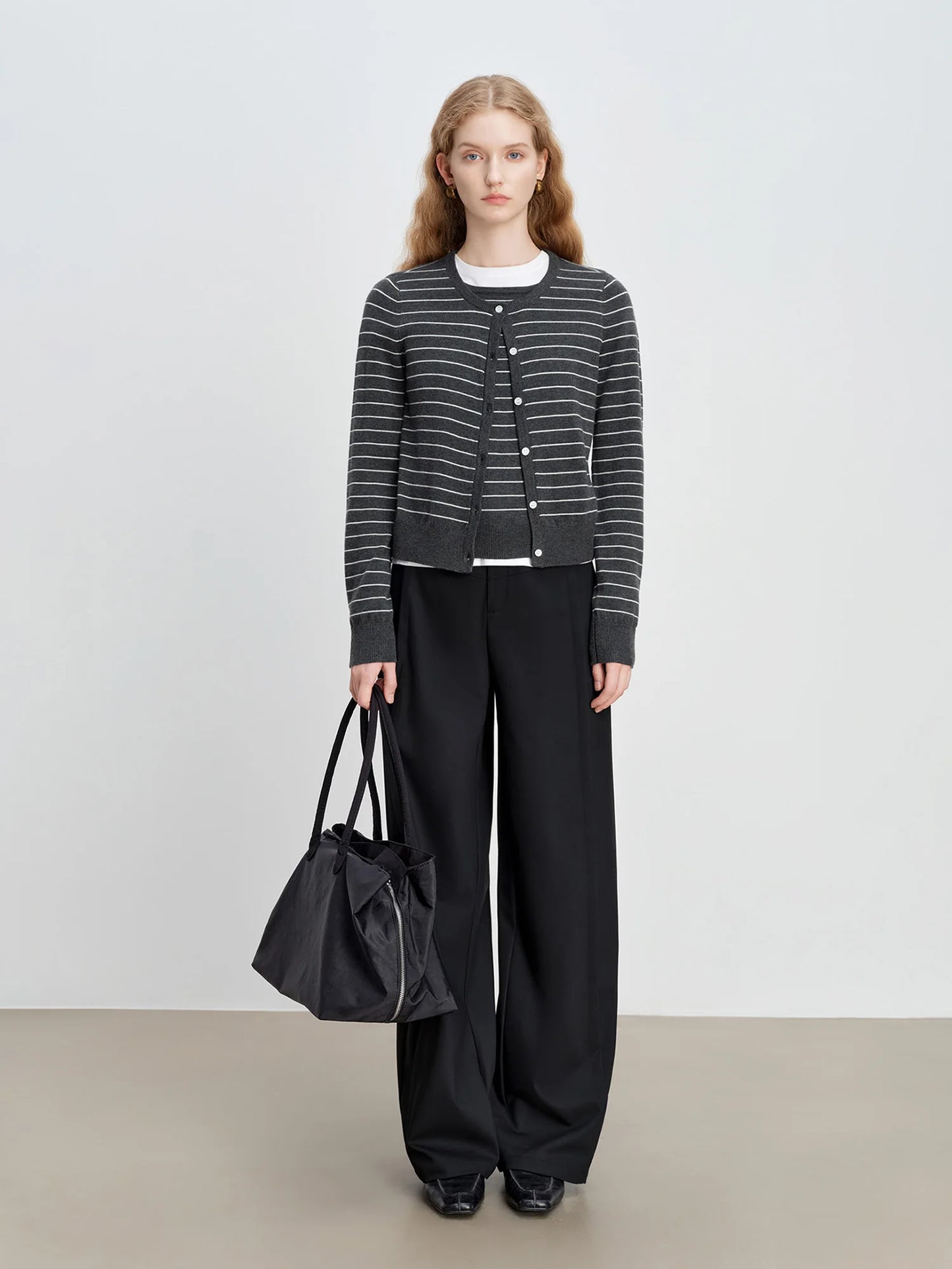 Black Panel Wide Leg Trousers