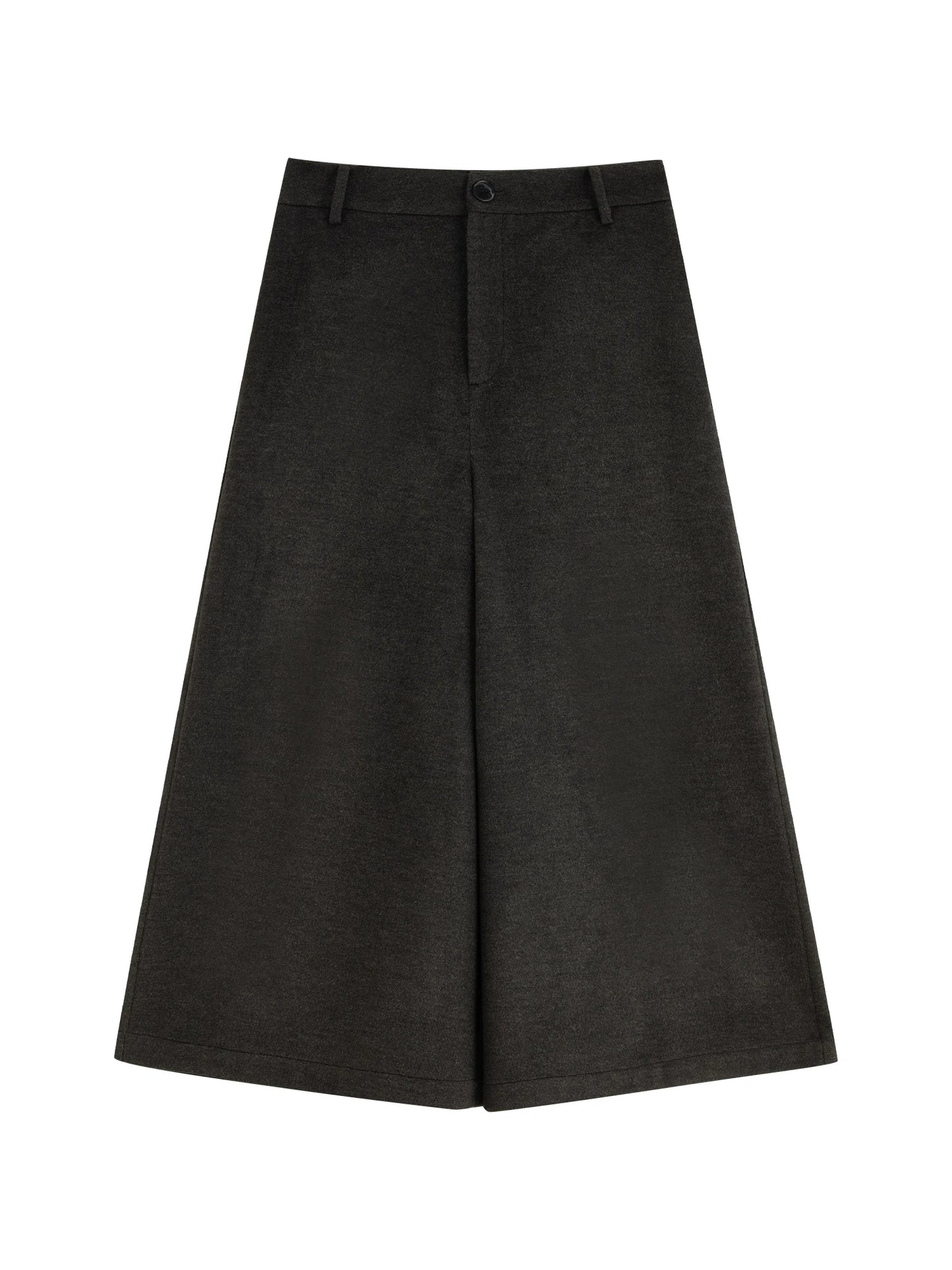 Charcoal Wool Blend Wide Leg Pants