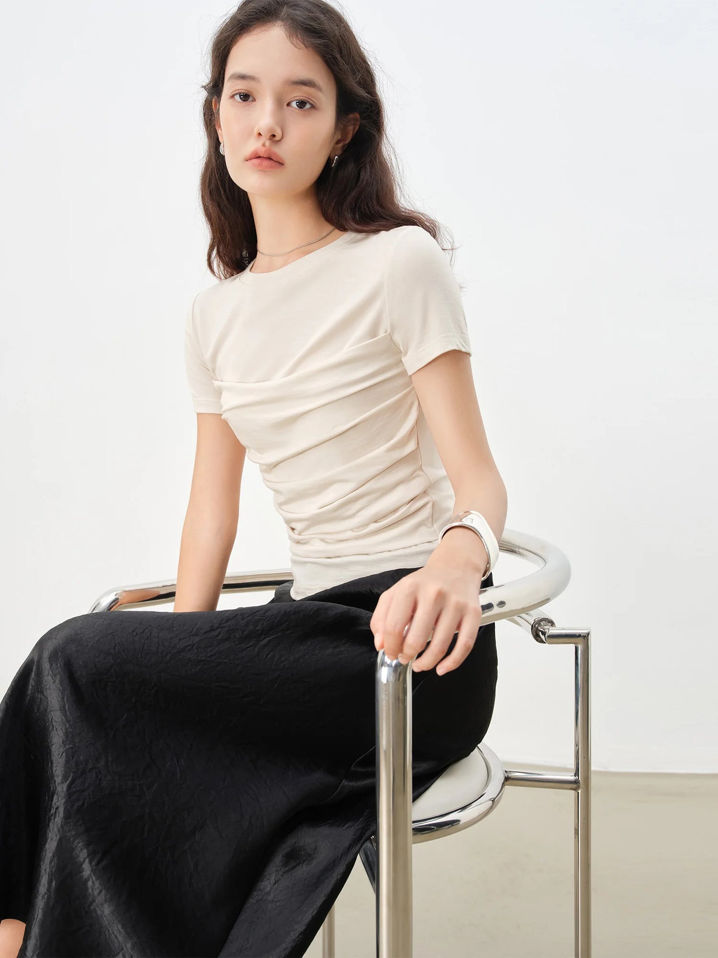 Olive Draped Short Sleeve Top