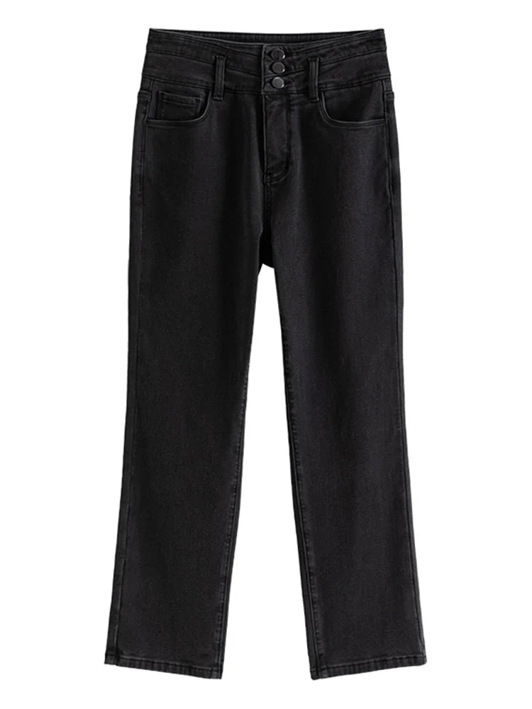 Black High Waist Straight Jeans