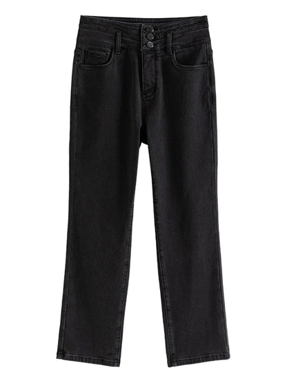 Black High Waist Straight Jeans