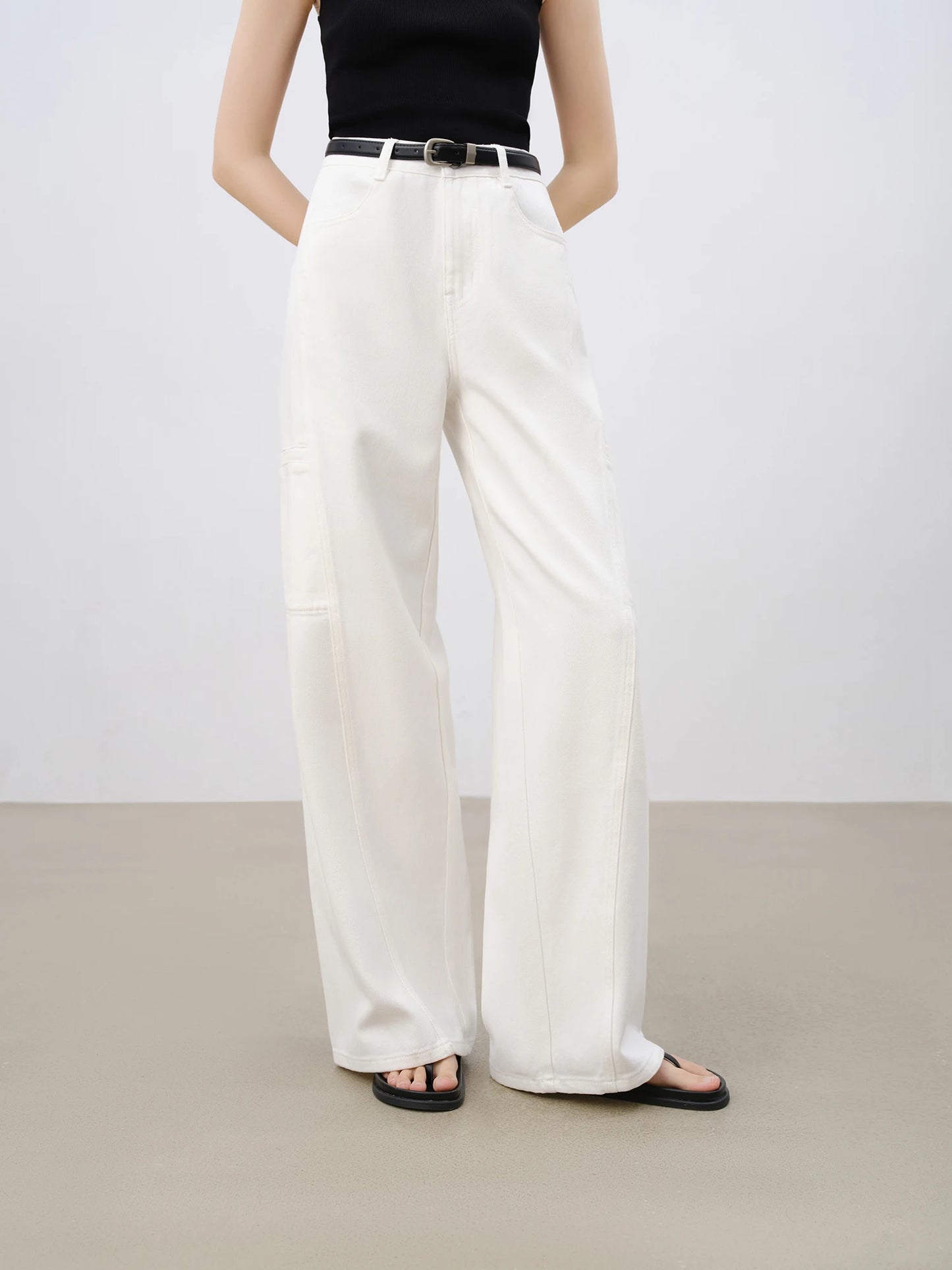 White Utility Wide Leg Jeans