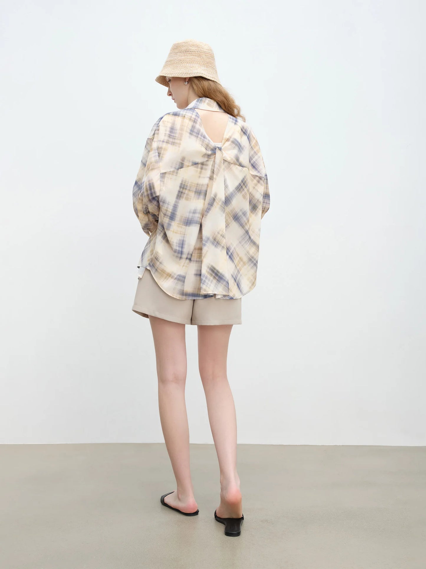 Beige Plaid Long Sleeve Shirt