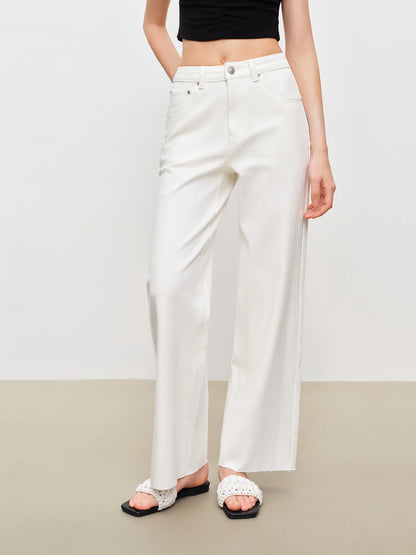 White Raw Hem Cropped Jeans