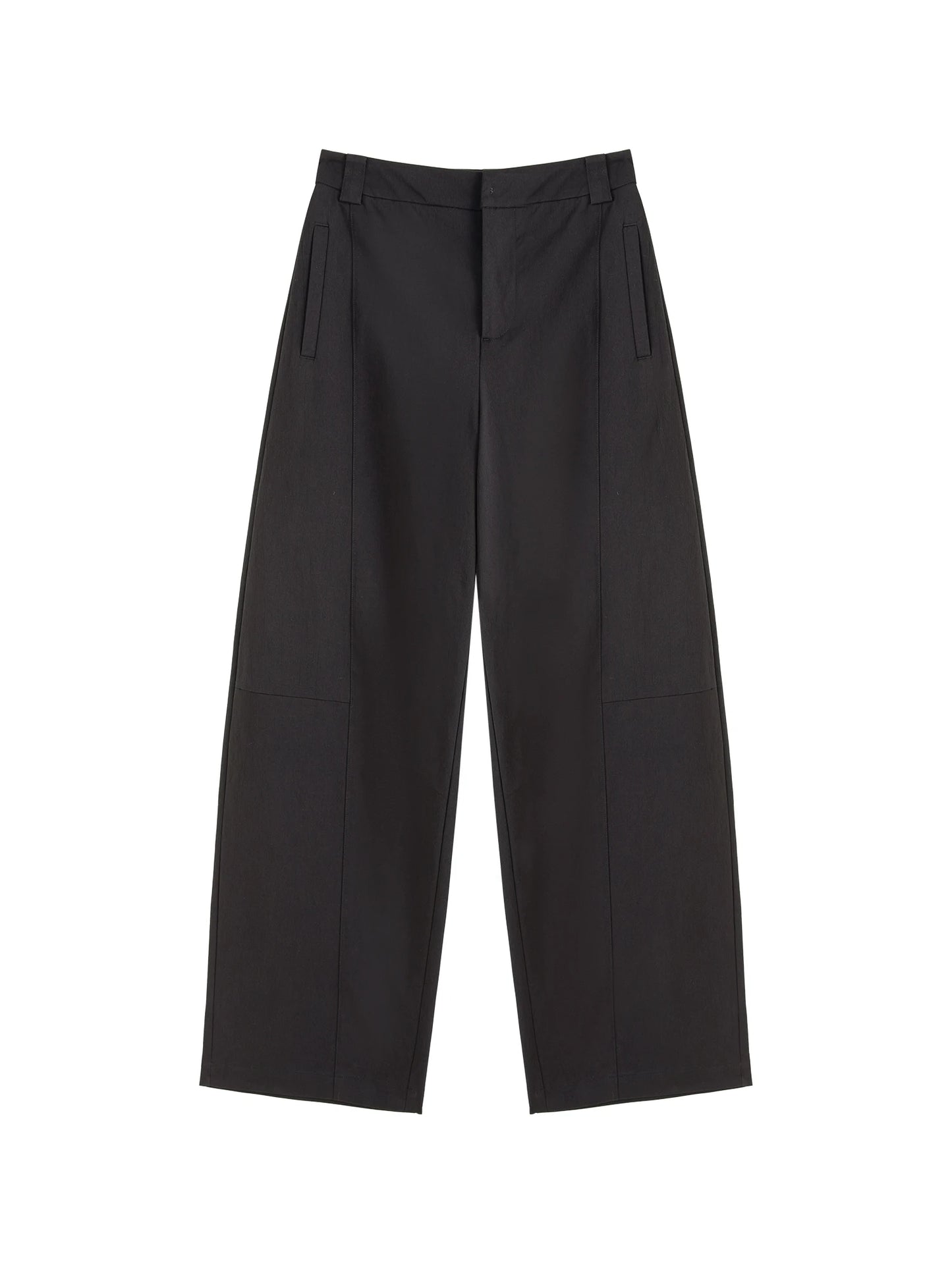 Black Curved Leg Trousers